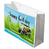 Golf Geburtstag mit Golfwagen Aquarell Große Geschenktüte (Vorderseite Schrägansicht)