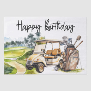 Golf Geburtstag mit Golfwagen Aquarell Seidenpapier