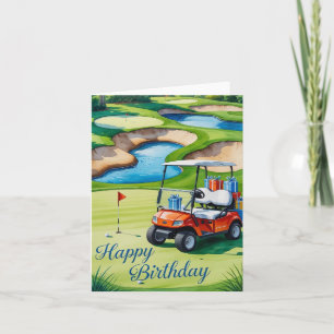 Golf Geburtstag mit Golfwagen für Golfer Karte
