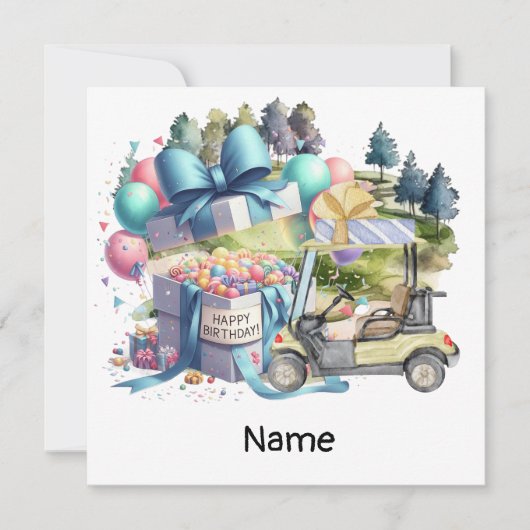 Golf Geburtstag mit Golfwagen für Golfer Karte (Vorderseite)