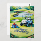 Golf Geburtstag mit Golfwagen für Golfer Postkarte (Vorne/Hinten)