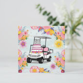 Golf Geburtstag Thema mit Golfwagen für Golfer Karte (Stehend Vorderseite)