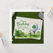 Golf-Geburtstag zum St. Patrick's Day Karte (Vorderseite/Rückseite Beispiel)