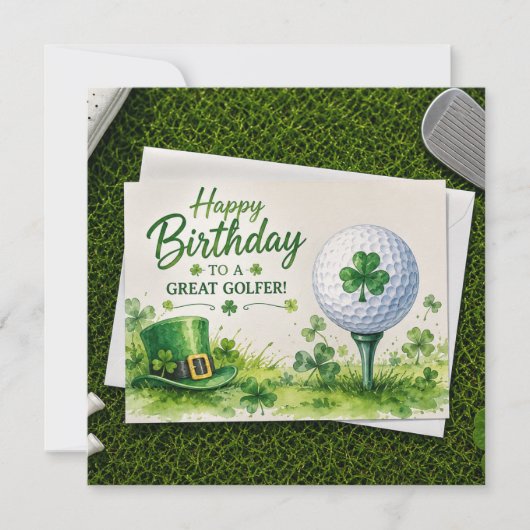 Golf-Geburtstag zum St. Patrick's Day Karte (Vorderseite)