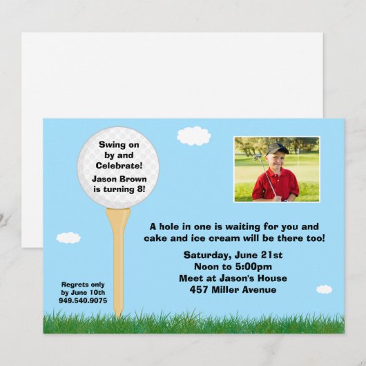 Golf-Geburtstags-Party Einladung (Vorne/Hinten)