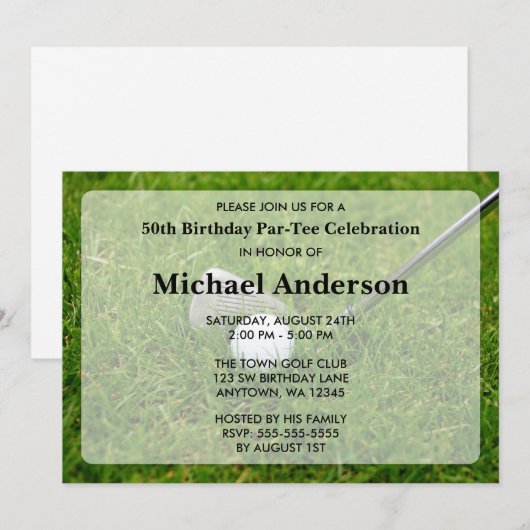 Golf-Geburtstags-Party Einladung (Vorne/Hinten)
