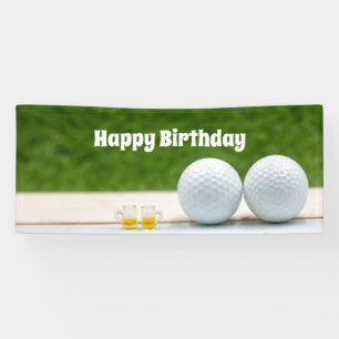 Golf-Geburtstagsbanner mit Golfbällen und Bier Banner