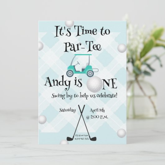 Golf-Geburtstagsbündel Einladung (Stehend Vorderseite)