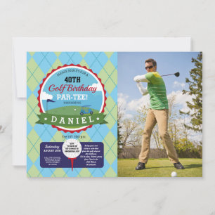 Golf-Geburtstagsfeier jedes Alters Golf-Foto Einladung
