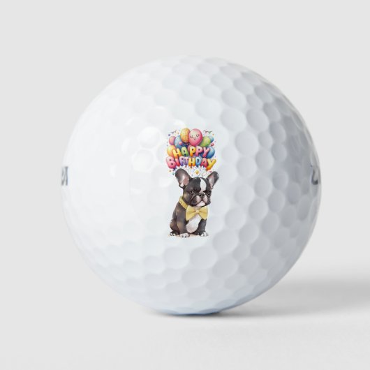 Golf Geburtstagsfeier mit französischem Bulldog Golfball (Vorderseite)