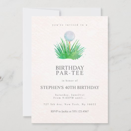 Golf Geburtstagsparty Einladung (Vorderseite)
