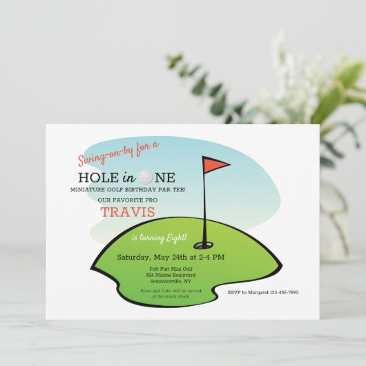 Golf Geburtstagsparty Einladungen (Stehend Vorderseite)