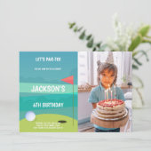 Golf Geburtstagsparty Einladungen mit Foto (Stehend Vorderseite)