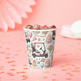 Golf Geburtstagsparty Pink Thema für Mädchen Pappbecher