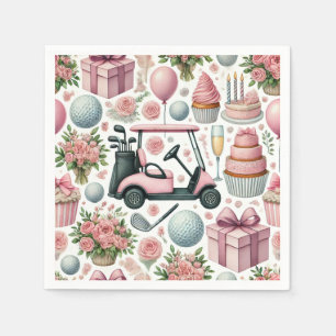 Golf Geburtstagsparty Pink Thema für Mädchen Serviette
