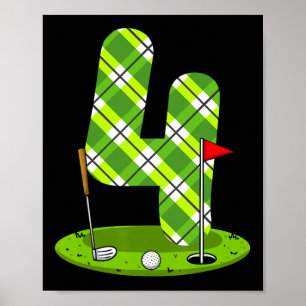 Golf-Geburtstagsshirt für Kinder 4. Geburtstagsfei Poster