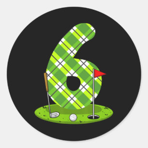 Golf-Geburtstagsshirt für Kinder 6. Geburtstagsfei Runder Aufkleber