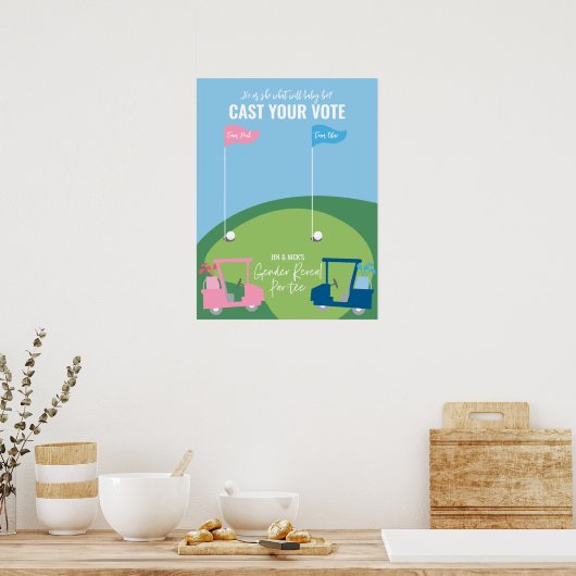 Golf Gender Reveal Stimmzeichen - Team Pink oder B Poster (Küche)