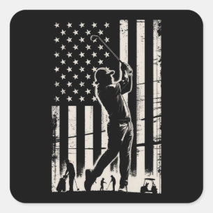Golf-Geschenke American Flag Geburtstag Vatertag Quadratischer Aufkleber