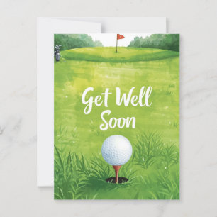 Golf Get Well-bald Card - Aquarellgolfplatz Postkarte