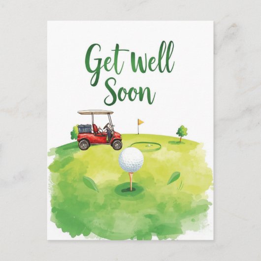 Golf Get Well-bald Card - Aquarellgolfplatz Postkarte (Vorderseite)