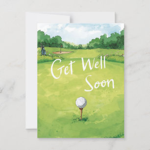 Golf Get Well-bald Card - Aquarellgolfplatz Postkarte