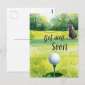 Golf Get Well-bald Card - Aquarellgolfplatz Postkarte (Vorne/Hinten)