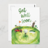 Golf Get Well-bald Card - Aquarellgolfplatz Postkarte (Vorne/Hinten)
