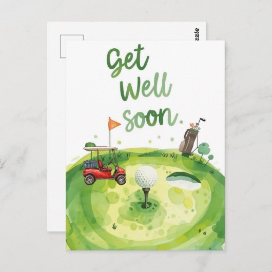 Golf Get Well-bald Card - Aquarellgolfplatz Postkarte (Vorne/Hinten)