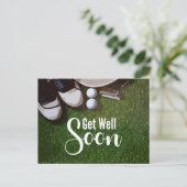 Golf Get Well Beon mit Golfball auf Grün Postkarte (Stehend Vorderseite)