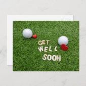 Golf Get well Soon Card with Golf and Tee Postkarte (Vorne/Hinten)