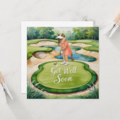 Golf Get Well Well Balon Card für Katzenliebhaber Karte (Vorderseite/Rückseite Beispiel)