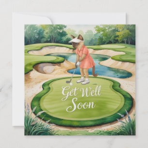 Golf Get Well Well Balon Card für Katzenliebhaber Karte