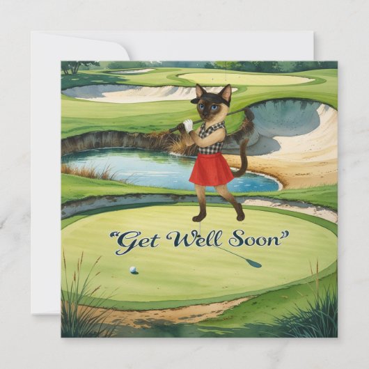 Golf Get Well Well Balon Card für Katzenliebhaber Karte (Vorderseite)