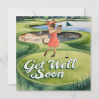 Golf Get Well Well Balon Card für Katzenliebhaber