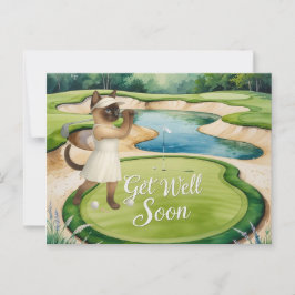 Golf Get Well Well Balon Card für Katzenliebhaber Postkarte