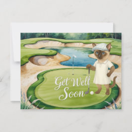 Golf Get Well Well Balon Card für Katzenliebhaber Postkarte