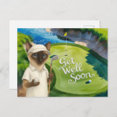 Golf Get Well Well Balon Card für Katzenliebhaber Postkarte (Vorne/Hinten)