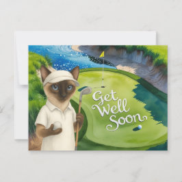 Golf Get Well Well Balon Card für Katzenliebhaber Postkarte