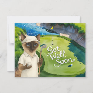 Golf Get Well Well Balon Card für Katzenliebhaber Postkarte