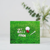 Golf Get Well Well Beon mit Golfball auf grüner Li Postkarte (Stehend Vorderseite)