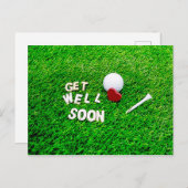 Golf Get Well Well Beon mit Golfball auf grüner Li Postkarte (Vorne/Hinten)