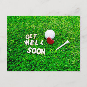 Golf Get Well Well Beon mit Golfball auf grüner Li Postkarte