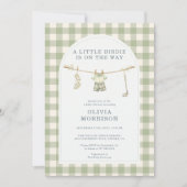 Golf Gingham Salbeigrüne Babyparty Einladung (Vorderseite)