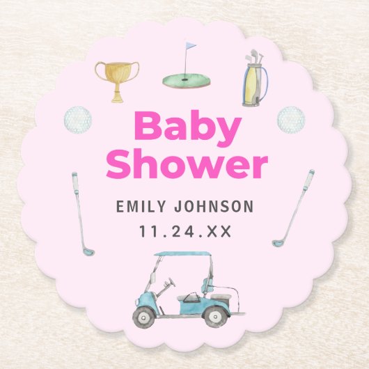 Golf Girl Baby Dusche Untersetzer (Vorderseite)