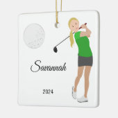 Golf Girl Blonde Hair Keramikornament (Links)