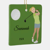 Golf Girl Blonde Keramikornament (Rechts)