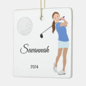 Golf Girl Brown Hair Keramikornament (Links)
