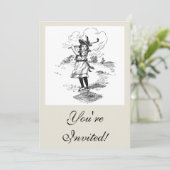 Golf Girl Golfspielen Vintage Kunst Einladung (Stehend Vorderseite)