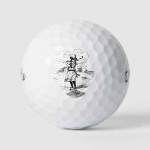 Golf Girl Golfspielen Vintage Kunst Golfball